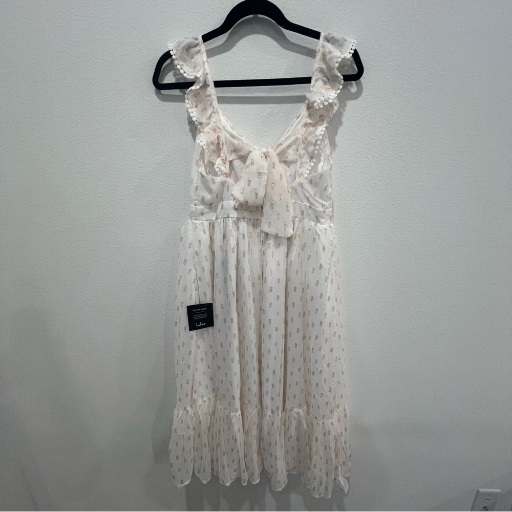 Lulu's Cream Ruffle Midi Dress - Picture 8 of 14
